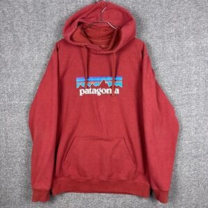 Patagonia Hoodie Mens XL Red Uprisal P-6 Logo Graphic Pullover Fleece